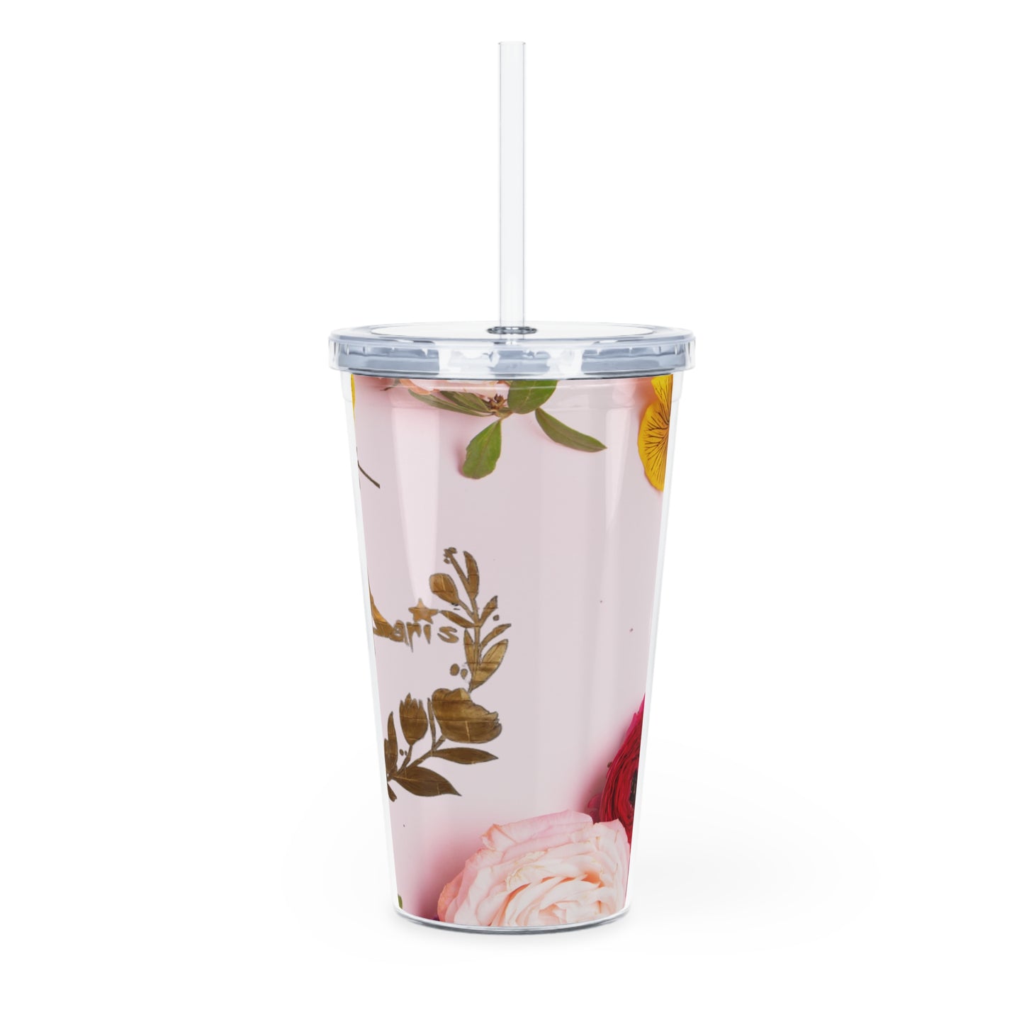 Floral Parisian Tumbler with Straw - Elegant Travel Cup for Coffee & Tea Enthusiasts