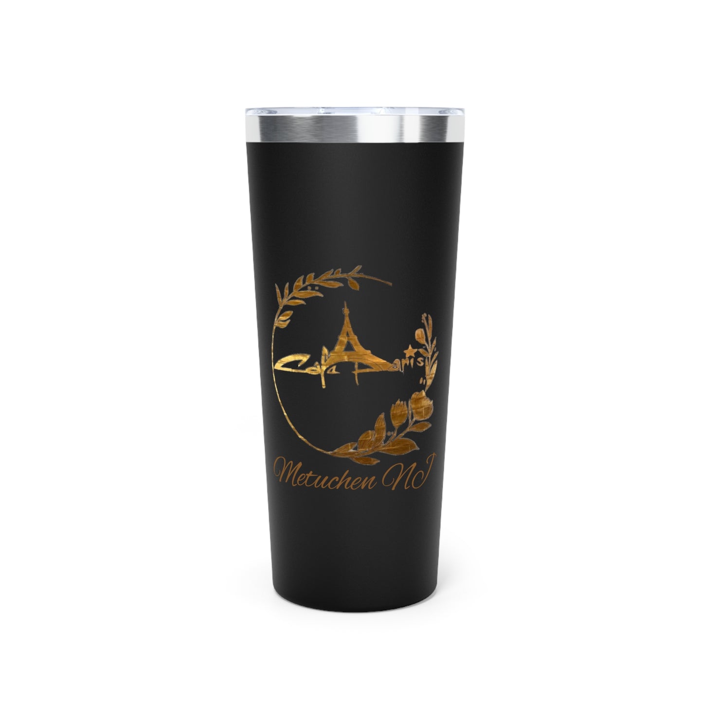 Cafe Paris Motif Copper Vacuum Insulated Tumbler, 22oz
