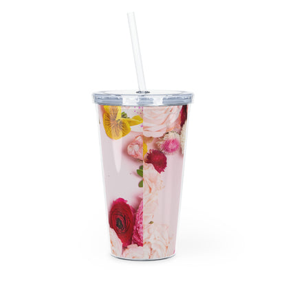 Floral Parisian Tumbler with Straw - Elegant Travel Cup for Coffee & Tea Enthusiasts